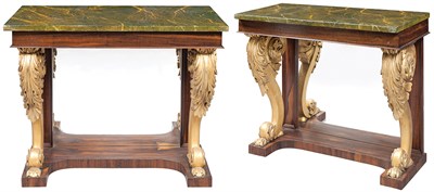 Lot 300 - Pair of Regency Rosewood and Parcel-Gilt Pier...