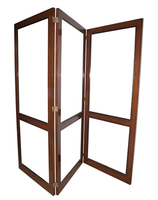 Lot 133 - Mahogany and Glass Three-Panel Floor Screen...