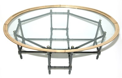 Lot 117 - Brass, Glass and Black Painted Faux Bamboo Low...