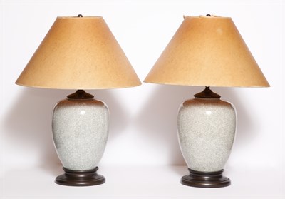Lot 121 - Pair of Chinese Style Crackle-Glazed Porcelain...