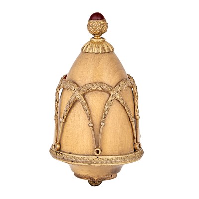 Lot 143 - Fabergé Silver-Gilt Mounted Wood Bell Push...