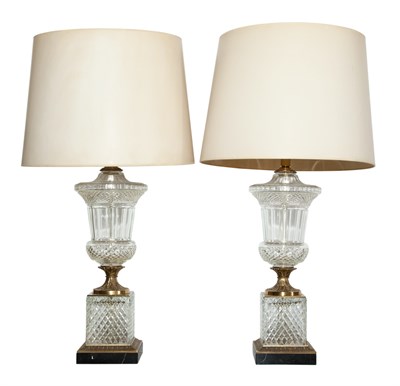 Lot 143 - Pair of Empire Style Gilt-Metal Mounted Glass...