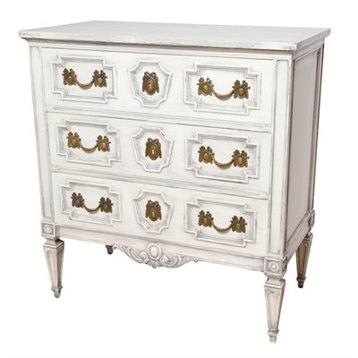 Lot 159 - Louis XVI Style Painted Wood Chest of Drawers...