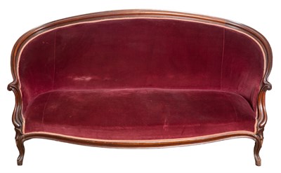 Lot 165 - Victorian Upholstered Mahogany Settee Length 6...