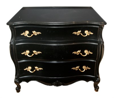 Lot 173 - Louis XV Style Black Painted Wood Chest of...
