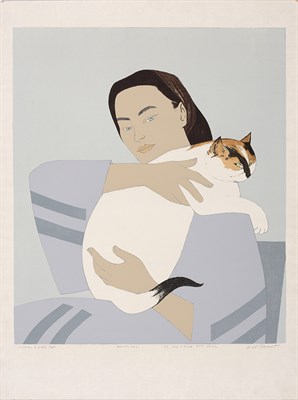 Lot 9 - Will Barnet WOMAN AND WHITE CAT (S. 145) Color...
