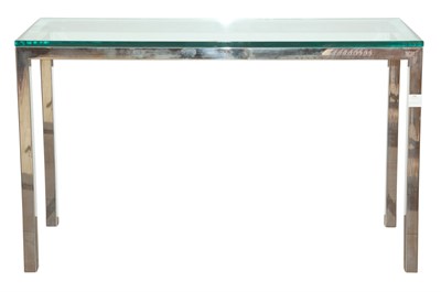 Lot 235 - Contemporary Chromed Metal and Glass Console...