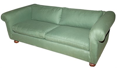 Lot 246 - Green Upholstered Loose Cushion Sofa Length 7...