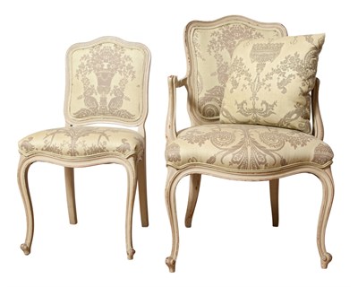 Lot 269 - Set of Six Louis XV Style Upholstered Painted...