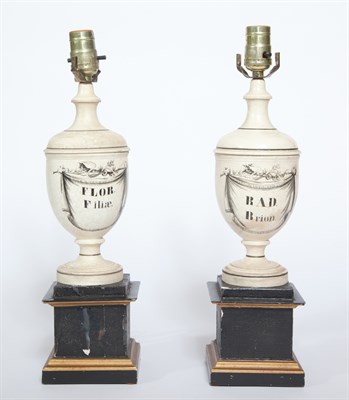 Lot 281 - Pair of Neoclassical Style Painted Ceramic Urn-...