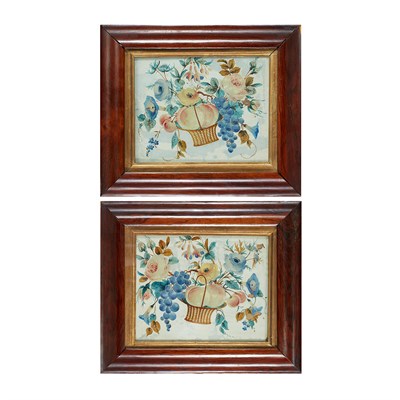 Lot 308 - Pair of English Framed Reverse Glass Paintings...