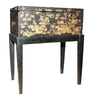 Lot 321 - Chinese Export Gilt Decorated Black Lacquered...