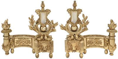 Lot 383 - Pair of Louis XVI Style Gilt-Bronze Chenets...