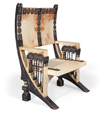 Lot 157 - Carlo Bugatti Parchment, Ebonized Wood, Copper,...