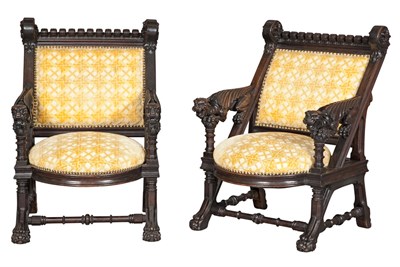 Lot 190 - Pair of American Modern Gothic Carved and Dark...