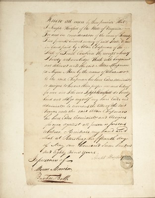Lot 25 - [SLAVERY] Letter regarding the transfer of a...