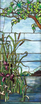 Lot 177 - American Art Nouveau Leaded Glass Landscape...