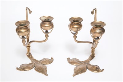 Lot 323 - Pair of Tiffany Studios Gilt-Metal Floriform...