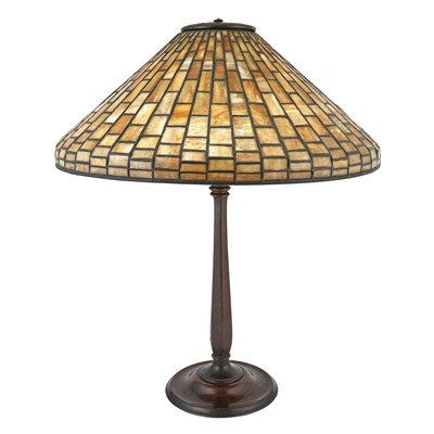 Lot 175 - Tiffany Studios Bronze and Leaded Glass...