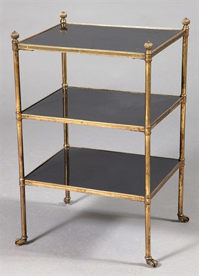Lot 377 - Brass and Black Lacquered Wood Three-Tier...