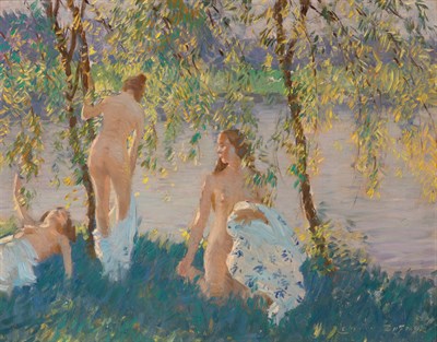 Lot 99 - Edward Dufner American, 1872-1957 Bathers in...