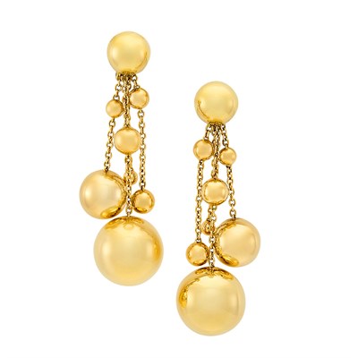 Lot 167 - Pair of Gold Ball Fringe Pendant-Earclips, de Grisogono