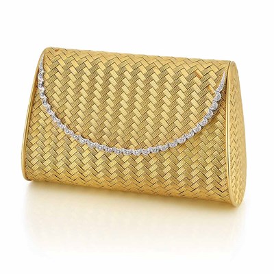 Lot 383 - Two-Color Gold and Diamond Evening Clutch