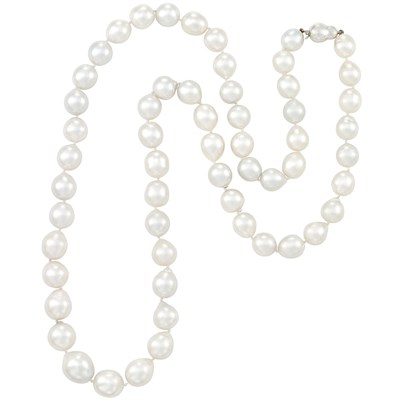 Lot 137 - Long Semi-Baroque South Sea Cultured Pearl Necklace