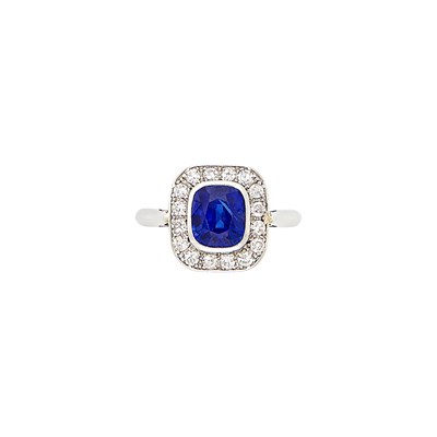 Lot 113 - Platinum, Kashmir Sapphire and Diamond Ring