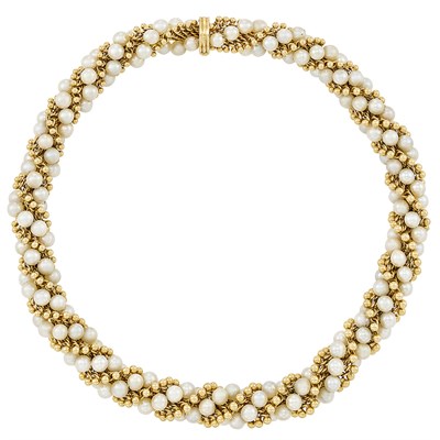 Lot 396 - Gold and Cultured Pearl Torsade Necklace, Van Cleef & Arpels, France