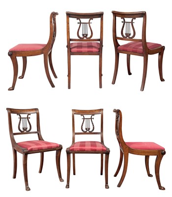 Lot 255 - Set of Six Federal Mahogany Lyre Back Side...