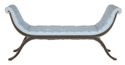 Lot 422 - Empire Style Painted and Upholstered Bench...