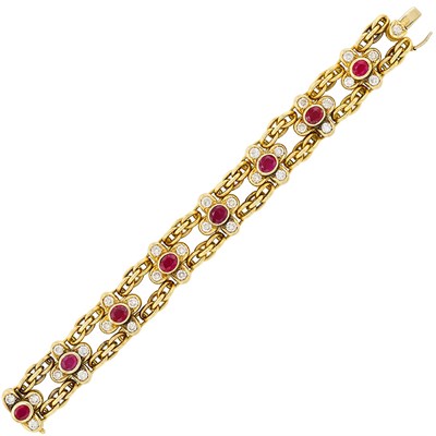 Lot 318 - Gold, Ruby and Diamond Bracelet