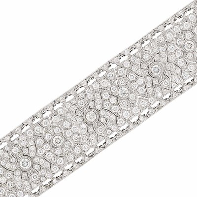 Lot 518 - Wide Platinum and Diamond Bracelet