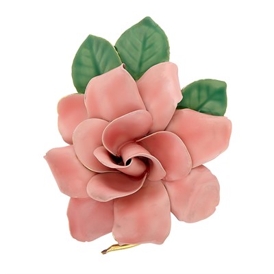 Lot 414 - Gold, Pink and Green Enamel Flower Brooch, Tiffany & Co.