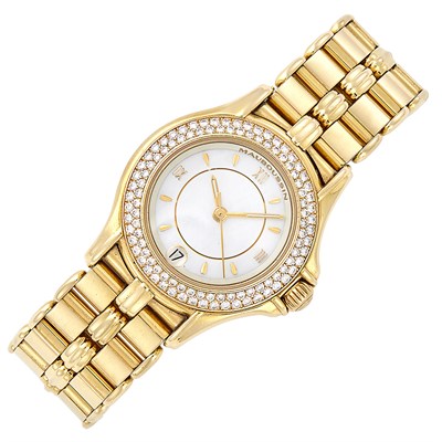 Lot 87 - Gold, Mother-of-Pearl and Diamond Wristwatch, Mauboussin, Ref. 15681