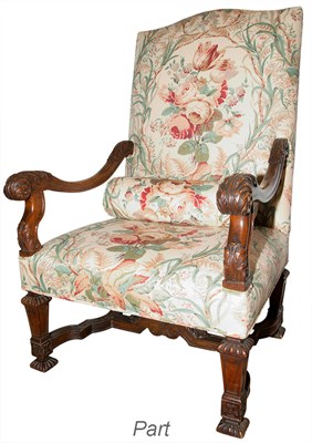 Lot 341 - Pair of Baroque Style Upholstered Walnut...