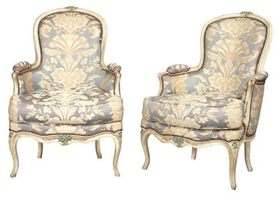 Lot 329 - Pair of Louis XV Painted Bergères Mid-18th...
