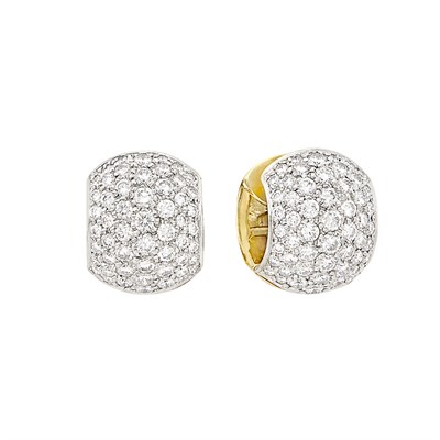 Lot 47 - Pair of Platinum, Gold and Diamond 'Huggie' Earrings