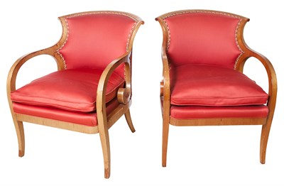 Lot 378 - Pair of Continental Upholstered Walnut Armchairs