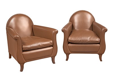 Lot 194 - Pair of Poltrona Frau Lyra Leather Upholstered...