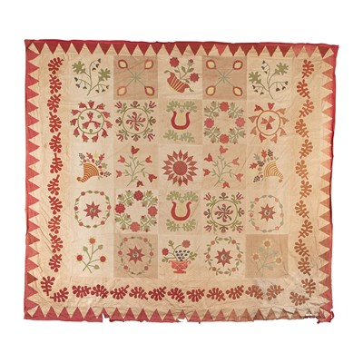 Lot 256 - Appliqued Cotton Album Quilt Top 19th Century...