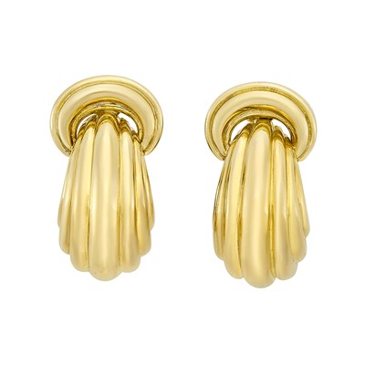 Lot 58 - Pair of Gold Doorknocker Hoop Earrings, David Webb