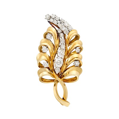 Lot 245 - Gold, Platinum and Diamond Clip-Brooch, Boucheron, France