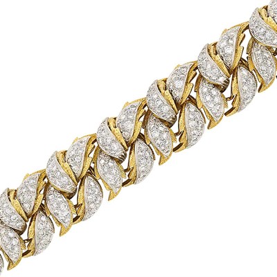 Lot 291 - Gold, Platinum and Diamond Bracelet, France