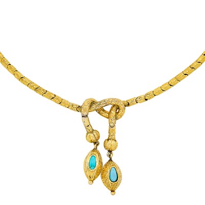 Lot 213 - Antique Gold and Turquoise Necklace