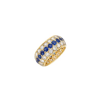 Lot 436 - Gold, Sapphire and Diamond Band Ring, Van Cleef & Arpels, France