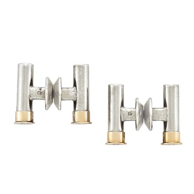 Lot 146 - Pair of Silver and Gold Bullet Cufflinks, Sterlé, Paris