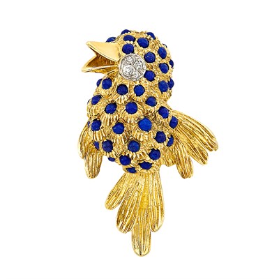 Lot 241 - Gold, Lapis and Diamond Chick Pin, Cartier, France