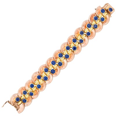 Lot 490 - Two-Color Gold and Sapphire Bracelet